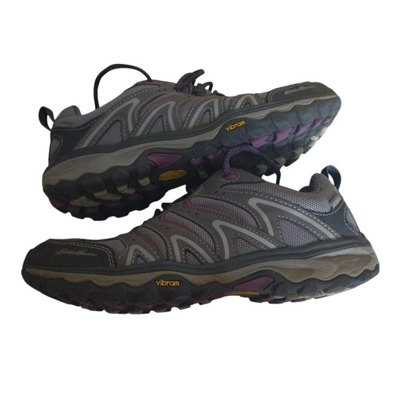 EDDIE BAUER WOMEN'S 8.5 VIBRAM HIKING TRAIL GRAY SHOES LACE UP OUTDOORS - Picture 8 of 9